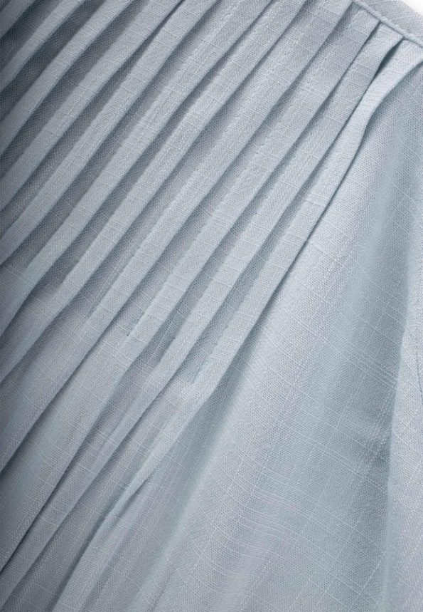Ruffled Linen Dress for Ages 2-7 in Blue