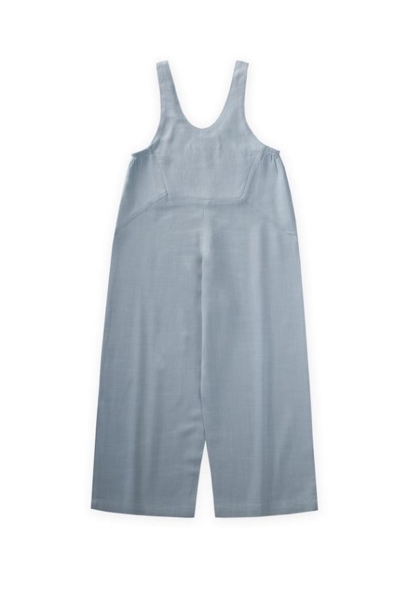 Embroidered Linen Dungarees for Kids 2-7 Years Blue