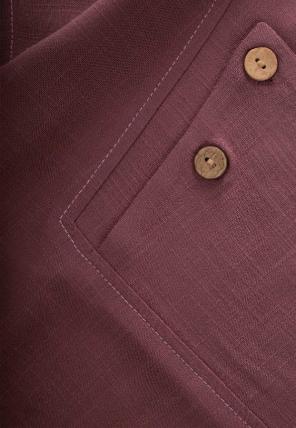Contrast Stitch Linen Blouse for Ages 2-7 in Plum