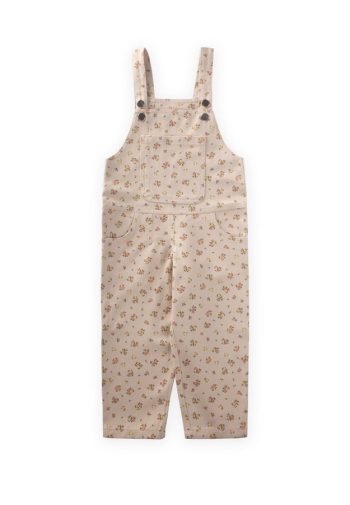 Patterned Gabardine Overall for Ages 2-7 in Ecru Floral