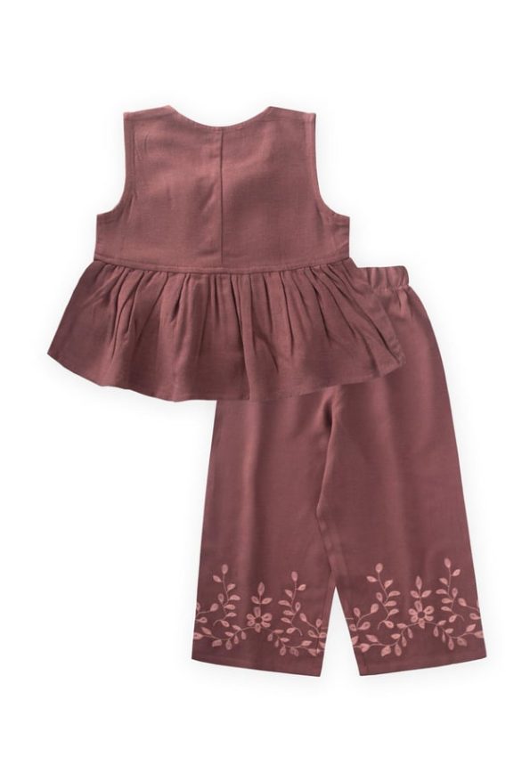 Embroidered Linen Set for Ages 2-7 in Purple