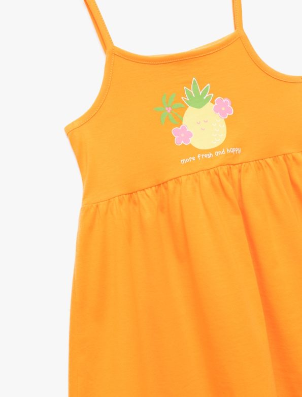 Girls' Cotton Pineapple Print Strappy Dress