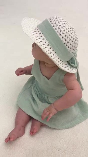 Chicsy Baby Sweet Ribbed Hat Bow Dress for Girls