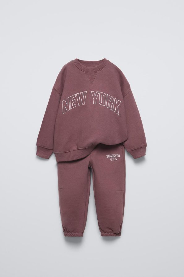 Boys' Cotton New York Print Sweatshirt Tracksuit