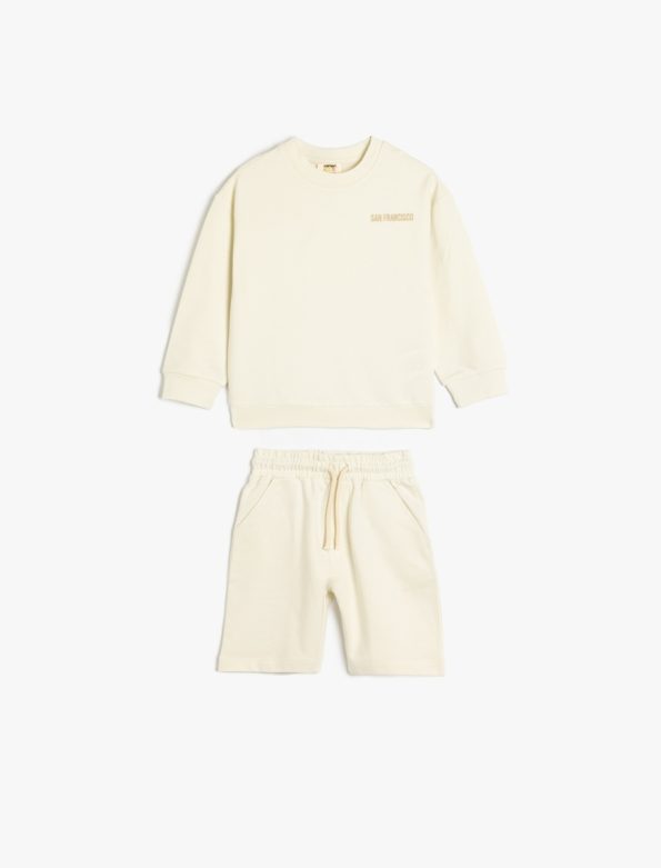 Boys' Cotton Long Sleeve Sweatshirt and Shorts Set