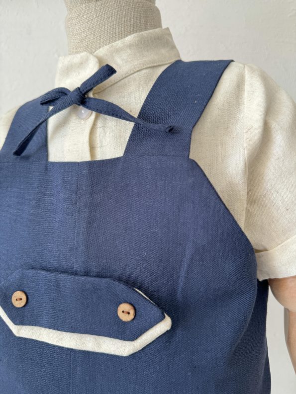 Navy Blue Linen Gardener Shorts - Shirt Set