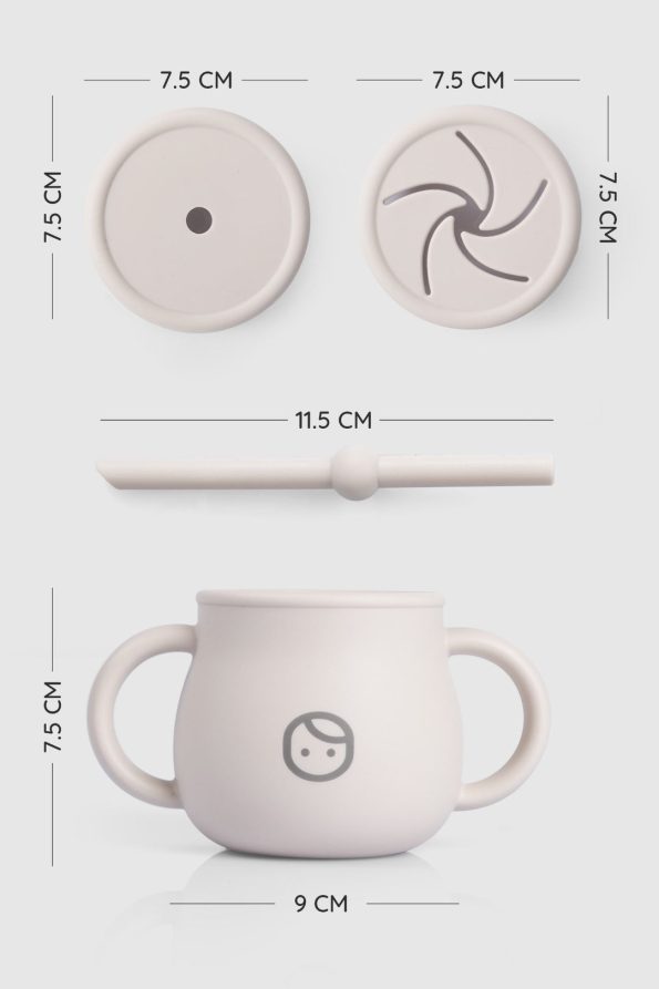 Beige Silicone Straw Cup and Snack Cup