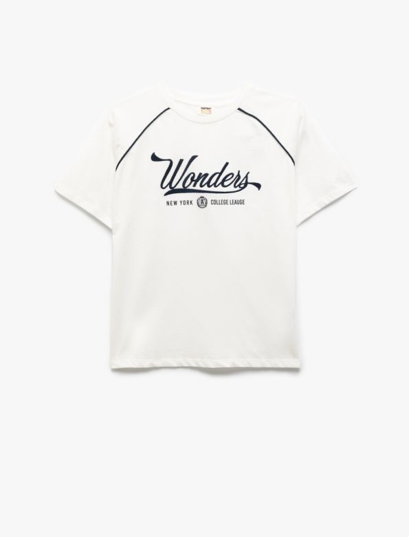 Girls' Short Sleeve Cotton T-Shirt with Embroidery