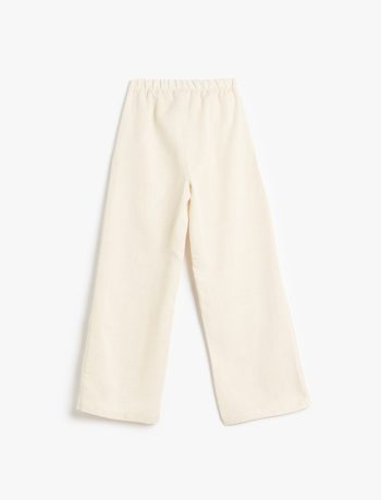 Girls' Drawstring Waist Wide-Leg Trousers in Viscose and Linen Blend