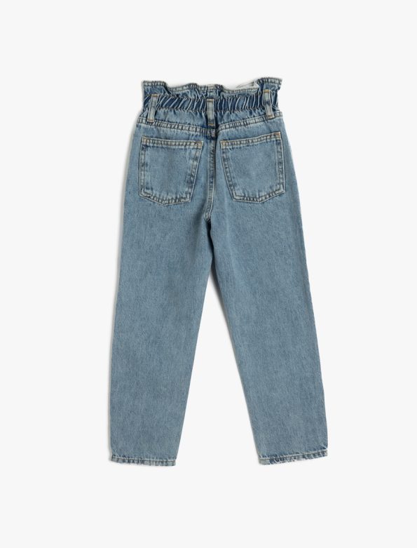 Girls' Cotton Denim Jeans with Button Details and Pockets