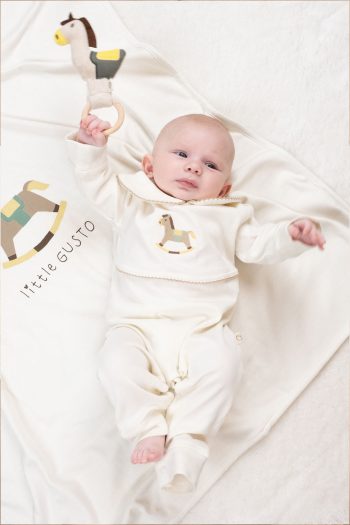 Organic Cotton Baby Collar Jumpsuit Playtime with Embroidery