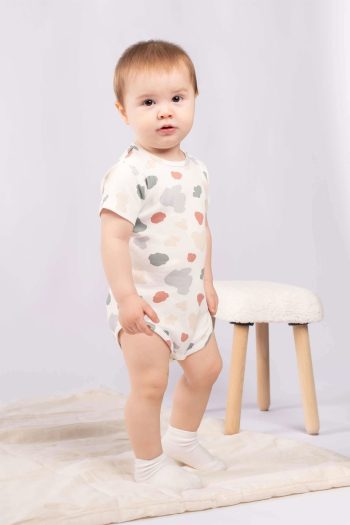 2-Piece Short Sleeve Organic Cotton Baby Bodysuit Set Animal Print