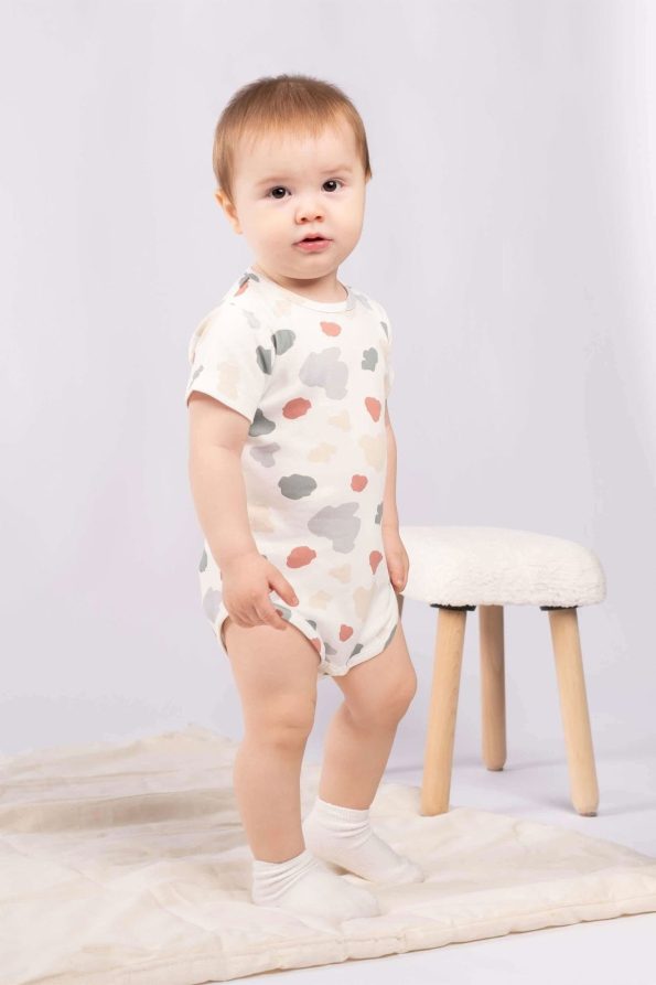2-Piece Short Sleeve Organic Cotton Baby Bodysuit Set Animal Print