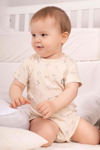 2-Pack Short Sleeve Organic Cotton Baby Bodysuit Set with Cute Cotton Print