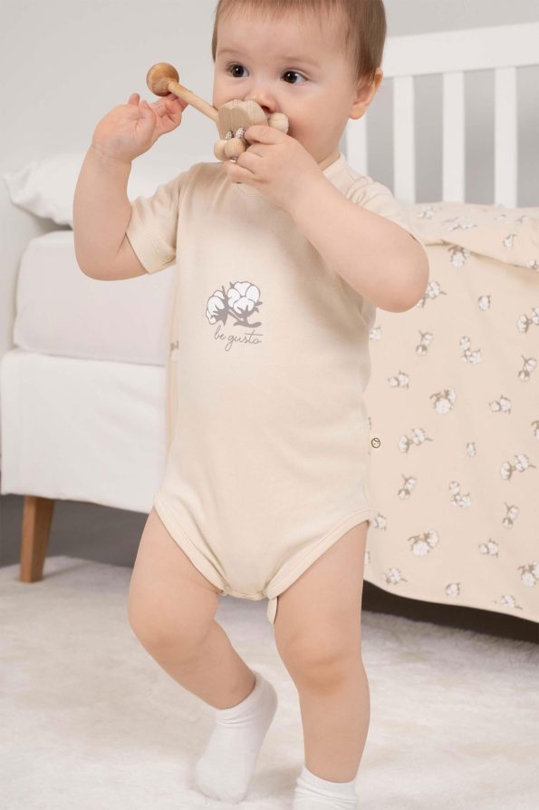 2-Pack Short Sleeve Organic Cotton Baby Bodysuit Set with Cute Cotton Print