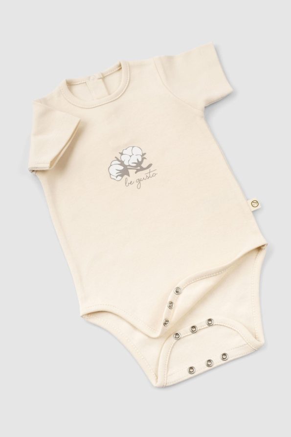 2-Pack Short Sleeve Organic Cotton Baby Bodysuit Set with Cute Cotton Print