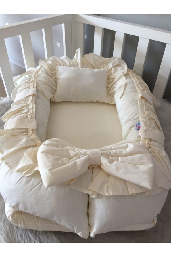 Jaju Baby Nest Cream Ruffled Luxury Design Co-Sleeping Baby Nest