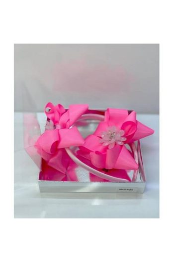 Pink Flower Brooch Mother-Daughter Satin Accessories Set
