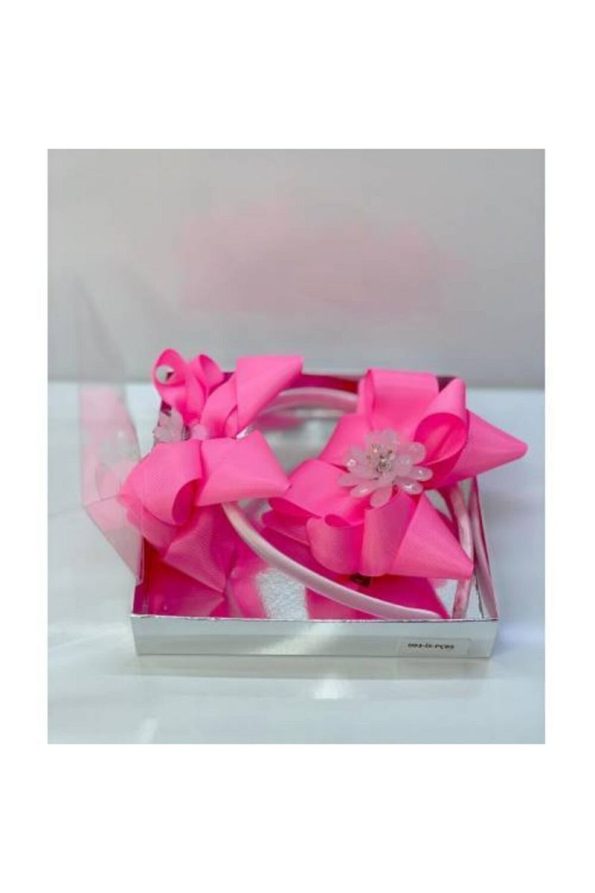 Pink Flower Brooch Mother-Daughter Satin Accessories Set