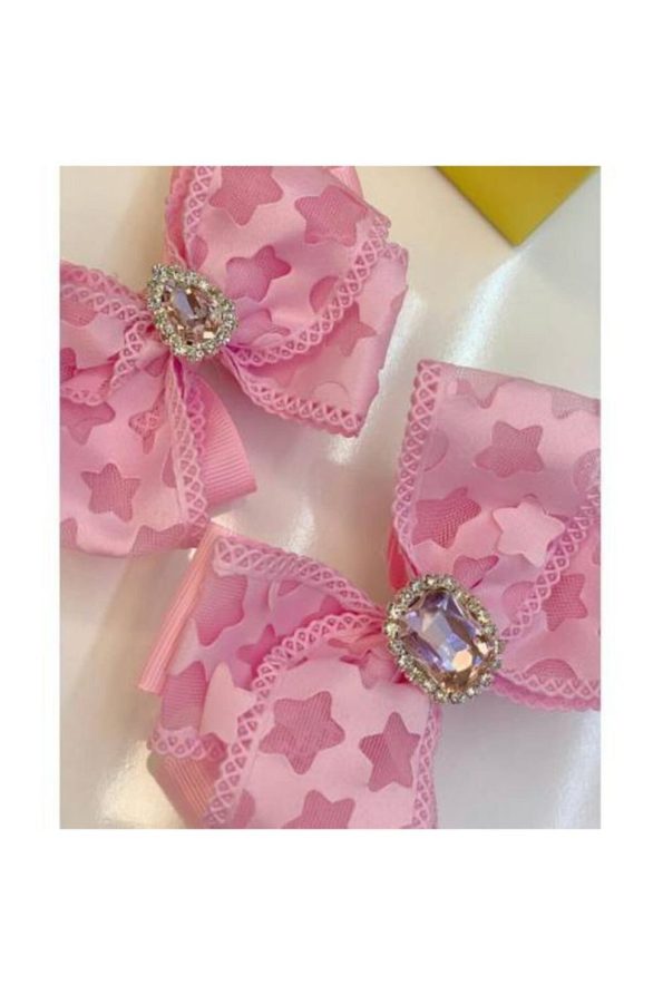 4-Piece Light Pink Star Pattern Crown and Clip Set for Mothers and Daughters