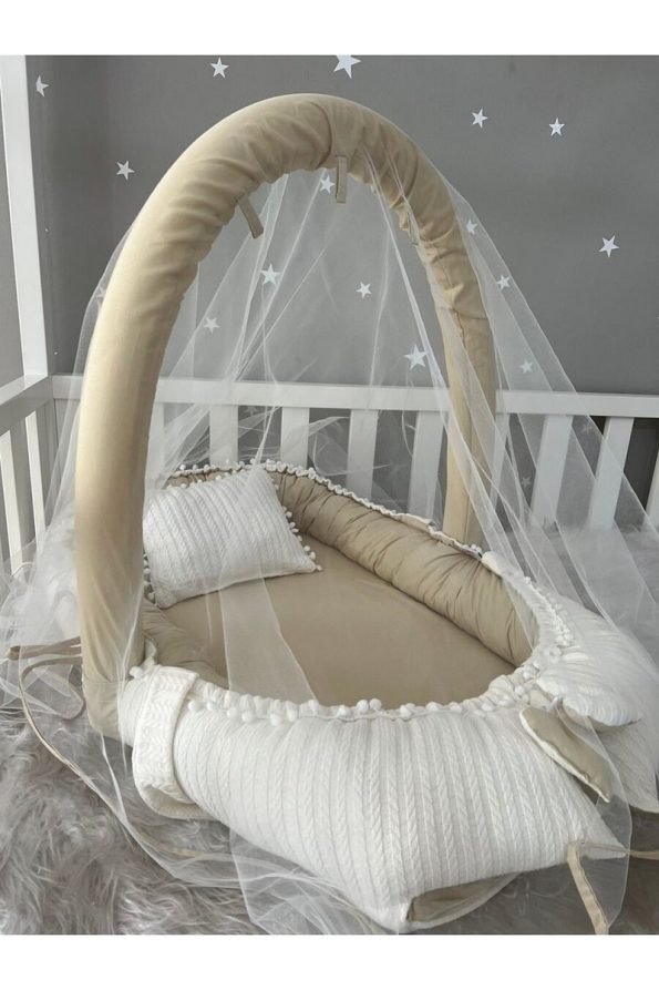 Jaju Baby Nest Knitted Fabric Canopy with Toy Attachment Luxury Design