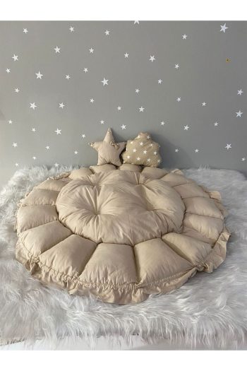 Jaju Baby Brown Starry Portable Play Mat with Canopy