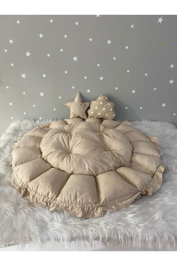 Jaju Baby Brown Starry Portable Play Mat with Canopy