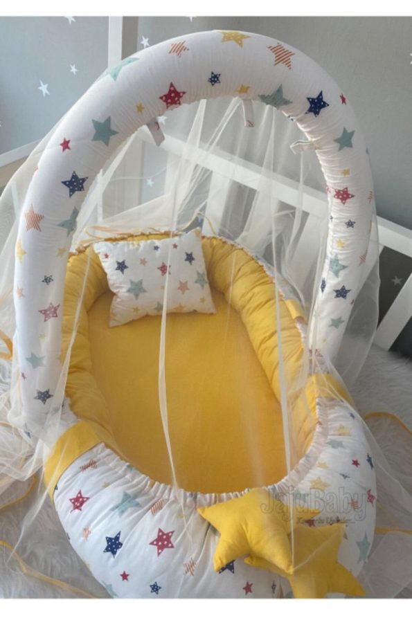 Jaju Baby Nest Starry Yellow Canopy with Toy Hanger