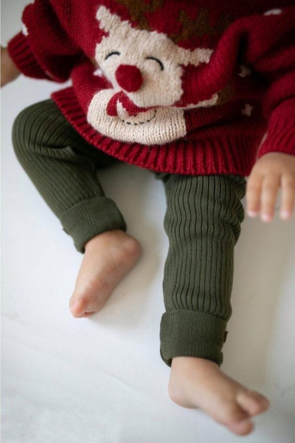 gogo bici Button Detail Ribbed Knit Leggings for Girls