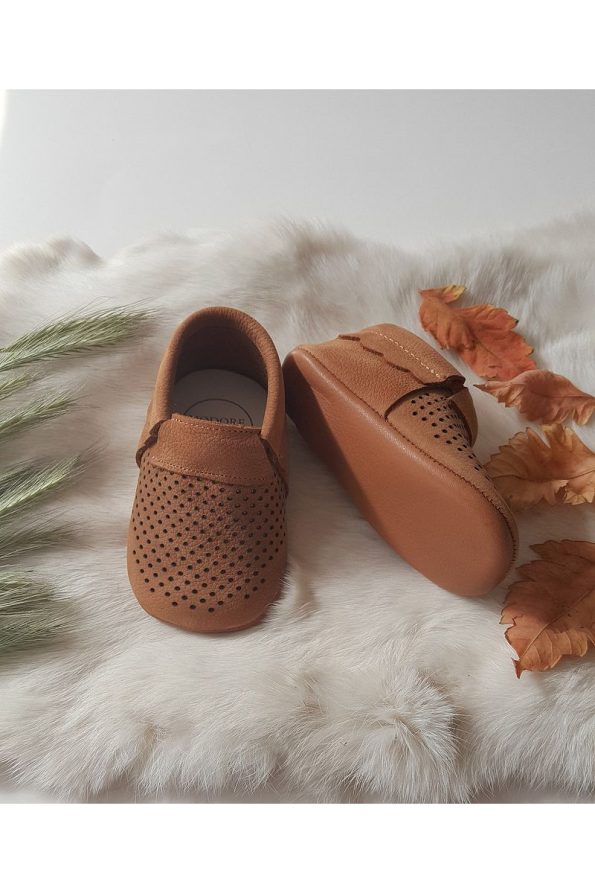Hodore Dante Genuine Leather Moccasins Tan