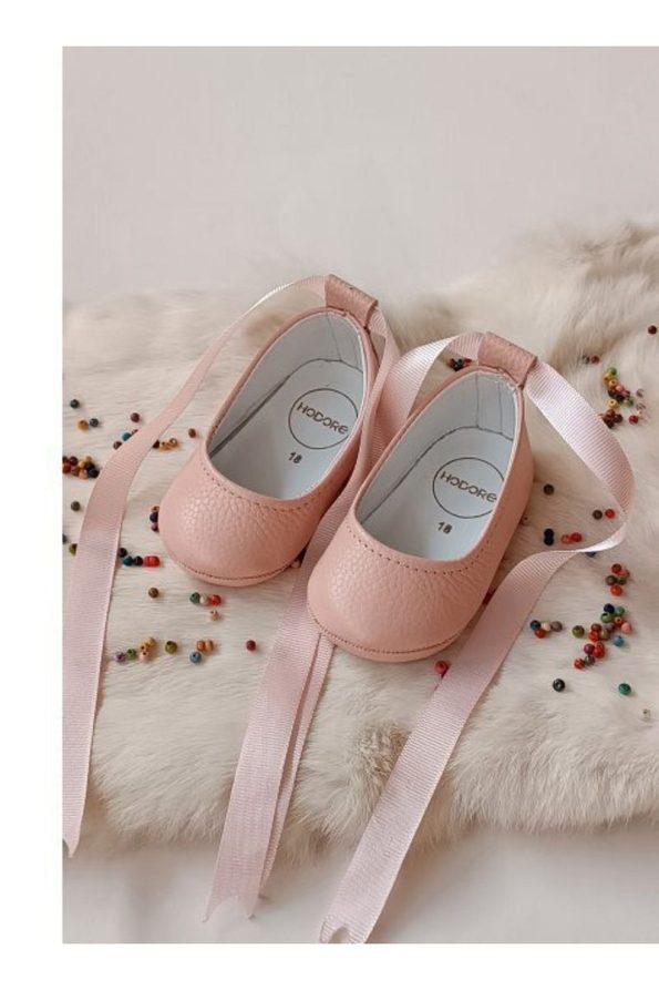 Hodore Fiore Genuine Leather Baby Moccasin Slippers Pink