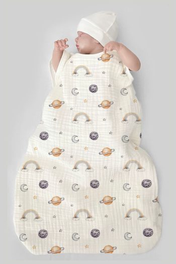 Tuğba Swan 4-Layer Muslin Baby Sleep Sack (0-18 Months) - Galaxy