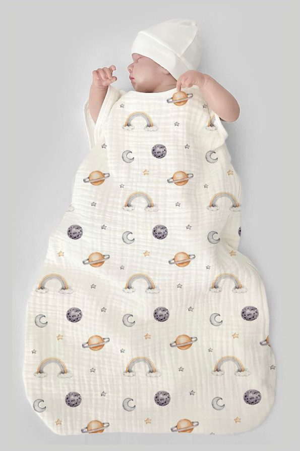 Tuğba Swan 4-Layer Muslin Baby Sleep Sack (0-18 Months) - Galaxy