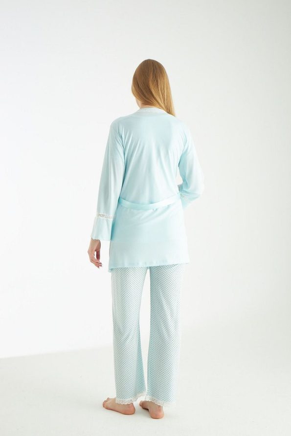 Miss World Lissa Mint Green Polka Dot Nursing Pajama Set