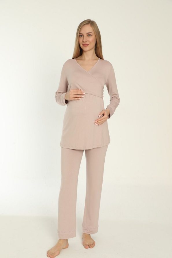 Miss Dünya Lissa Breastfeeding Friendly Long Sleeve Maternity Pajama Set