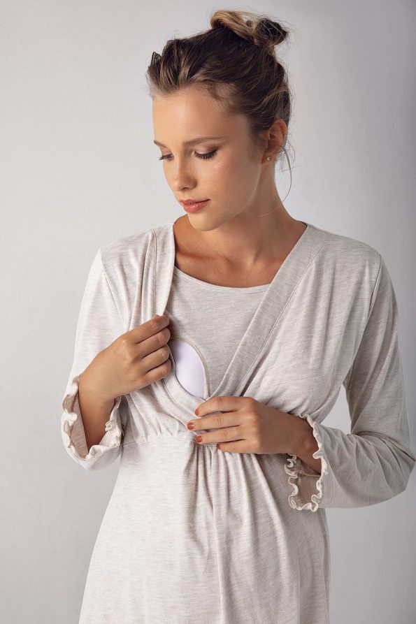 Stretch Cotton Long Sleeve Maternity Pajama Set