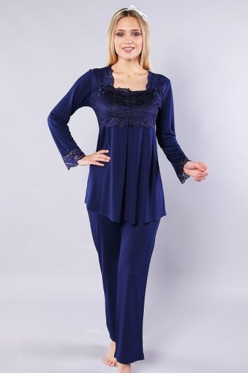 General Brands Women's Navy Blue Maternity Pajama Set