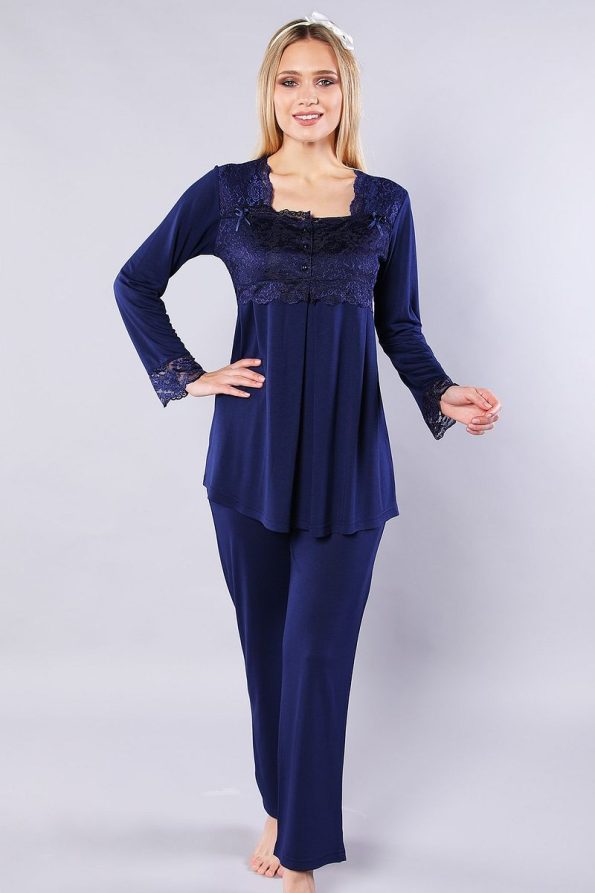 General Brands Women's Navy Blue Maternity Pajama Set