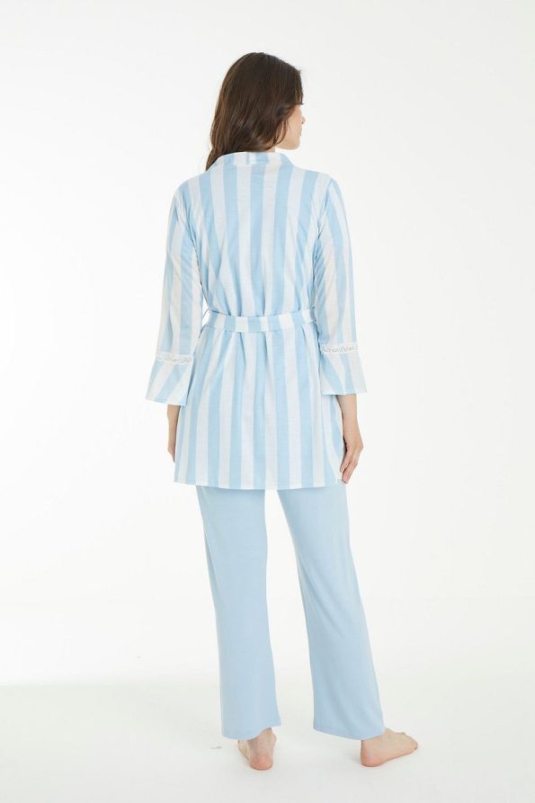 Miss World Lissa Blue Striped Maternity and Nursing Pajama Set