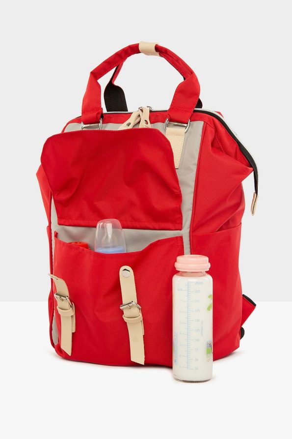 Bagmori Red Women's Logo Pocket Mother Baby Bag