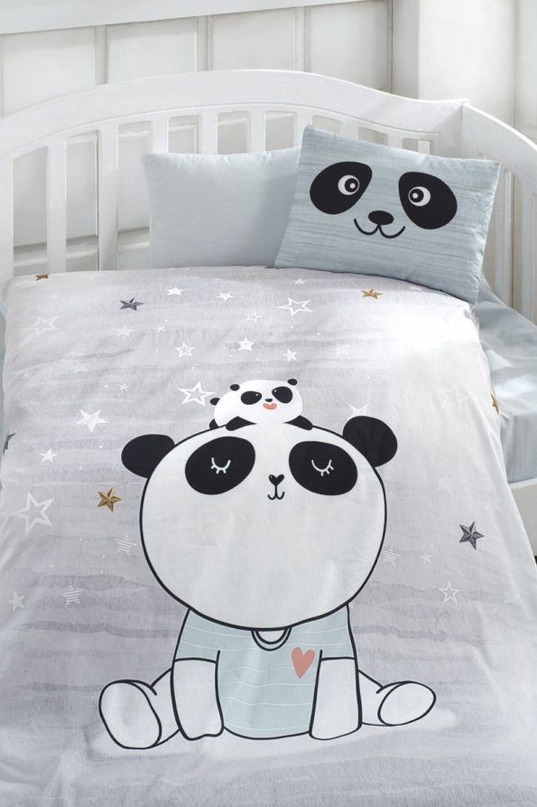 BONJARDİNHOME Baby Gray Cotton 3D Digital Print Duvet Cover Set