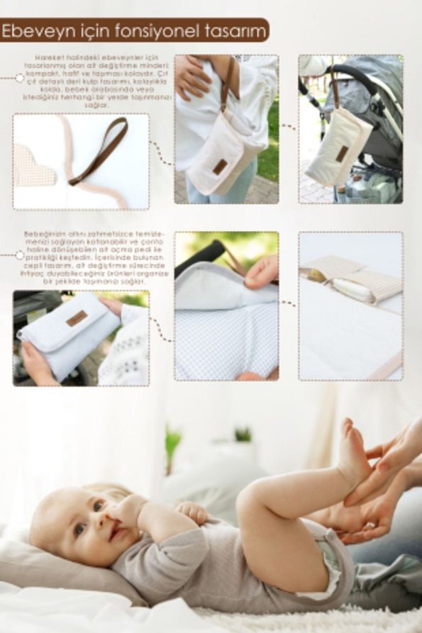 mordesign Baby Changing Pad Clutch, Portable Care Bag, Brown
