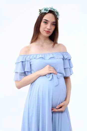 ADASTYLE Chiffon Baby Blue Dress