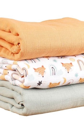 YUMURCAKEVİ 120x120 Triple Muslin Baby Blanket Set