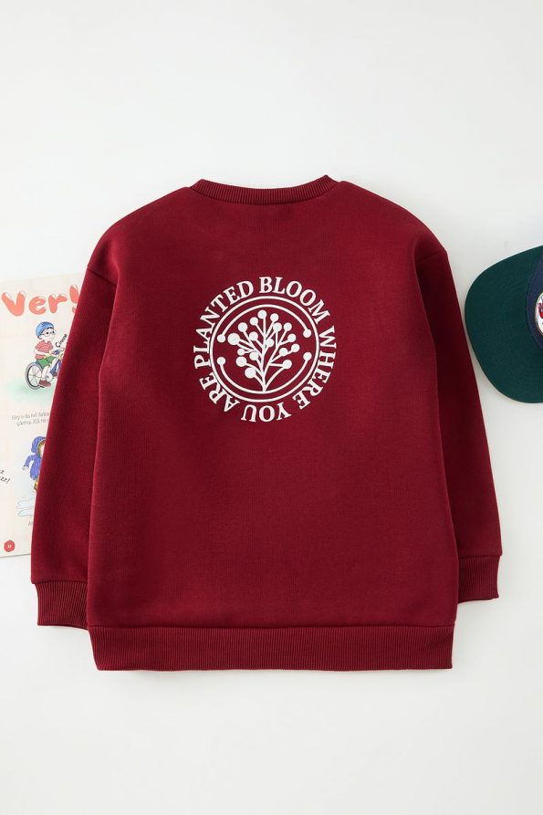 Trendyolmilla Kids Burgundy Printed Back Sweatshirt