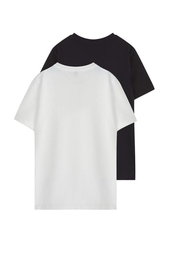 Trendyolmilla Kids Black-Cream 2-Piece Boys' Slogan Print Knit T-Shirt