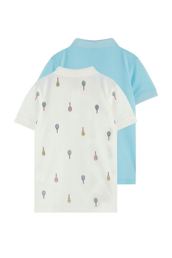 Trendyolmilla Kids Ecru-Blue 2-Pack Boys' 100% Cotton Printed Polo Neck T-Shirt