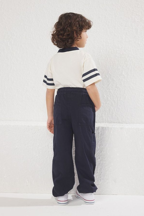 Trendyolmilla Kids Navy Blue Boys Cotton Pocket Detail Elastic Denim Pants