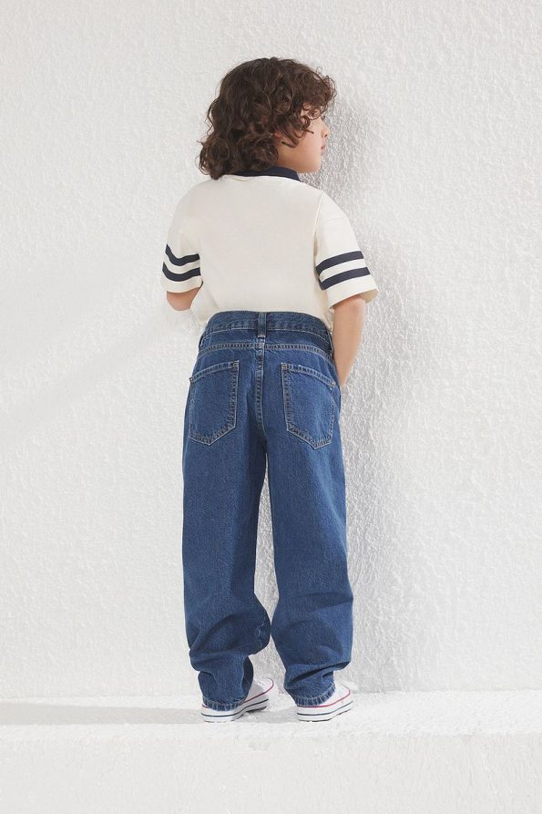 Trendyolmilla Kids Dark Blue Boy's Baggy Cotton Denim Pants