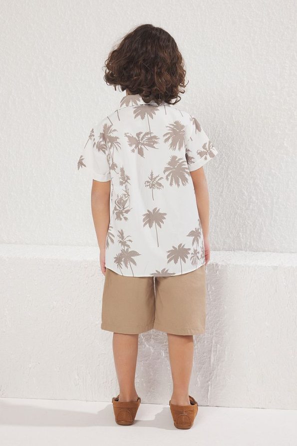 Trendyolmilla Kids Beige Cotton Printed Shirt and Shorts Set